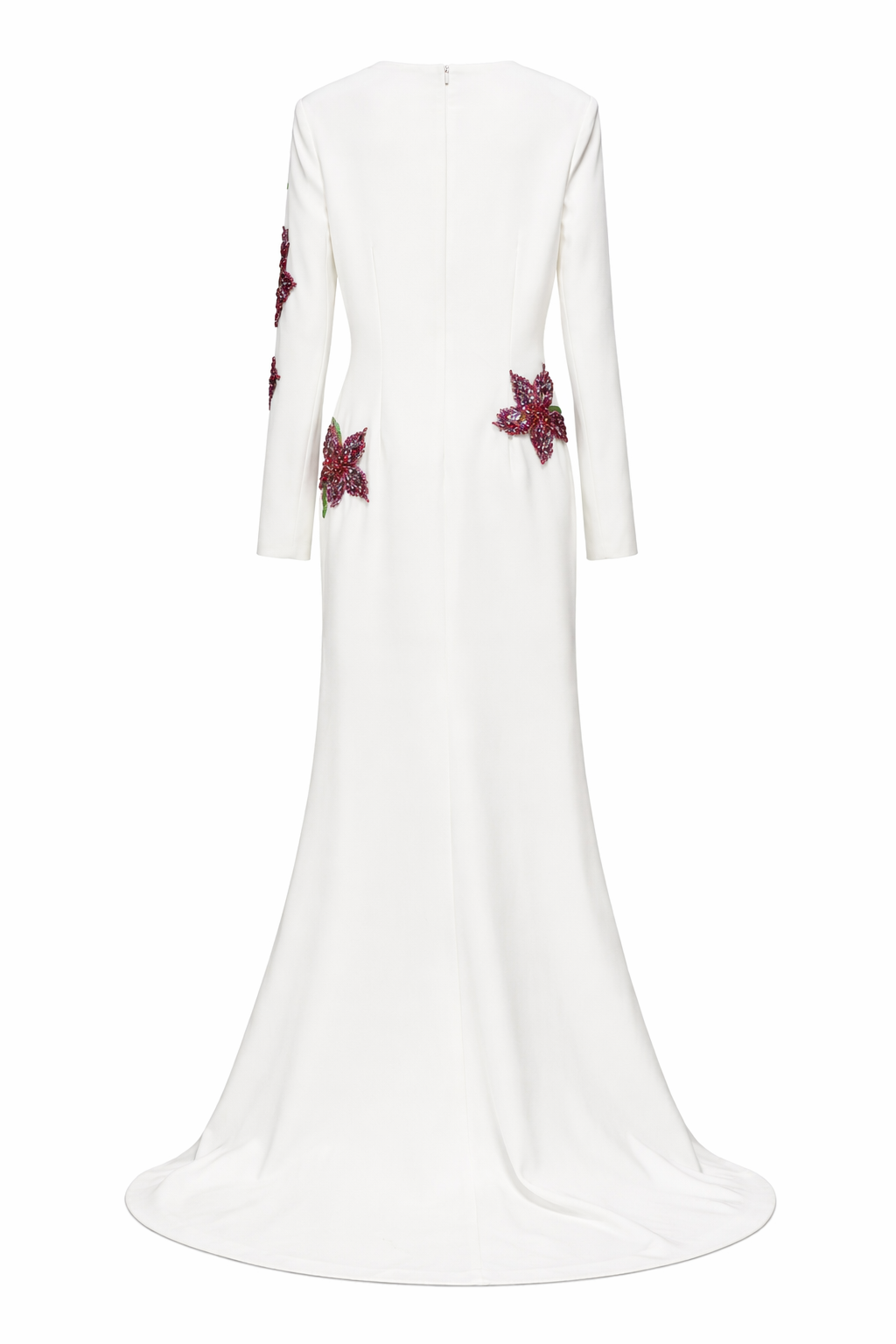 long sleeve column maxi dress with floral embroidery – BLOSSOM