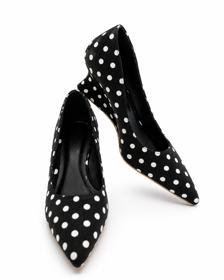 Polka Dot Pointed Heel Shoes - Vintage