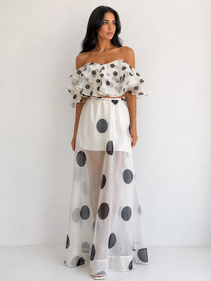 Polka Dot Ruffle Two-Piece Set - Chic