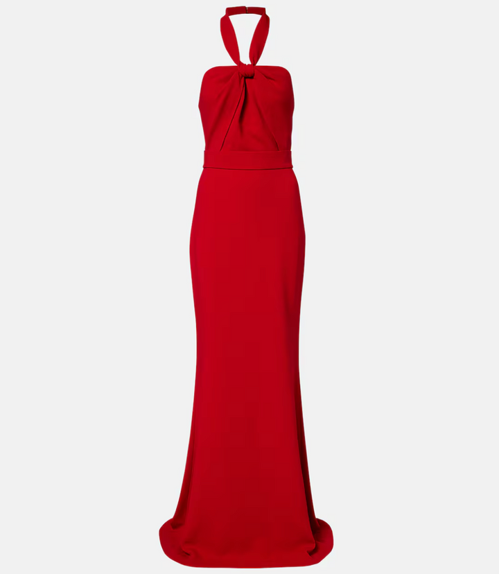 halter twist-neck column gown – SERENA