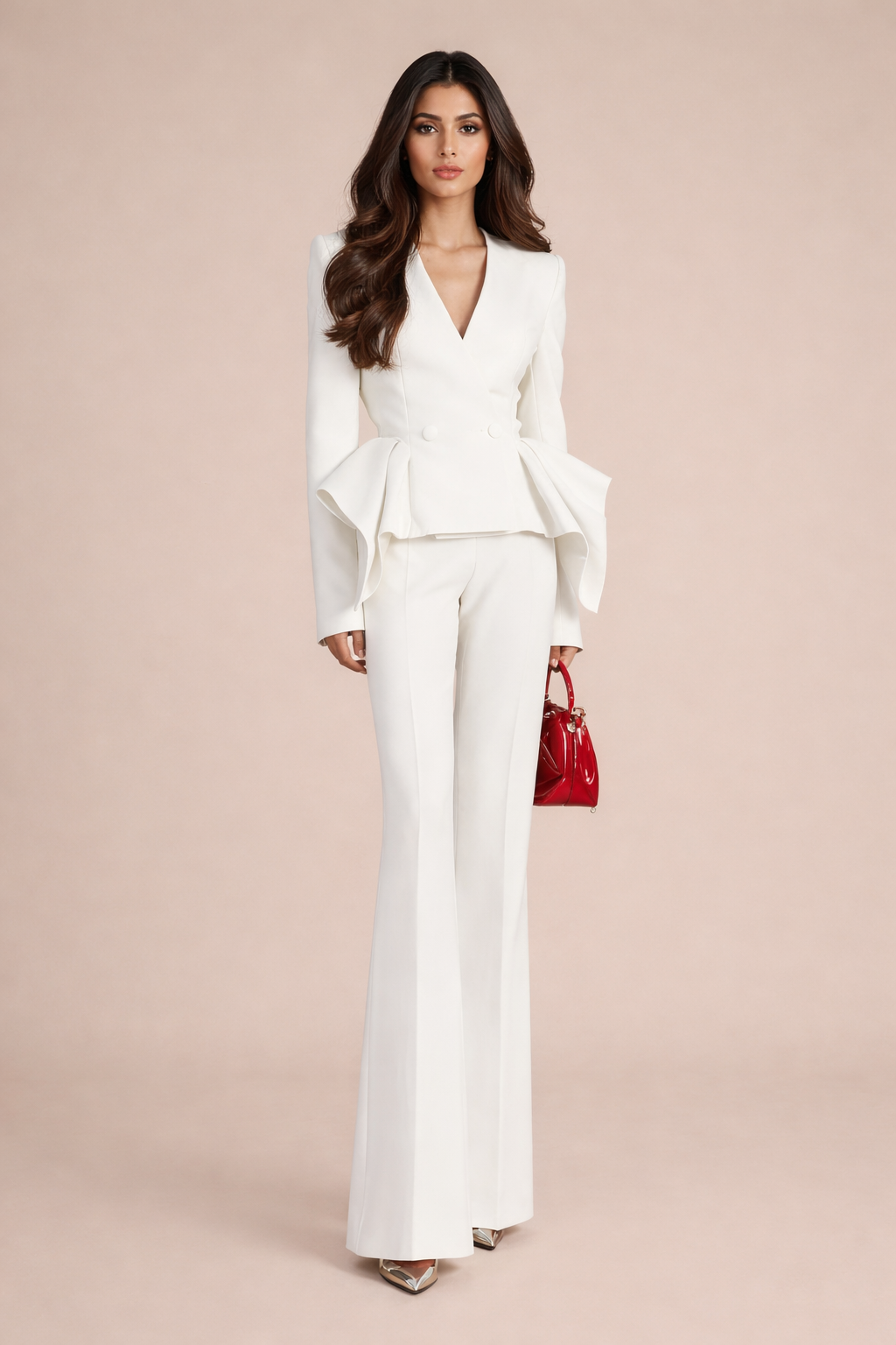 Structured blazer pants set with sculpted peplum – Flerp