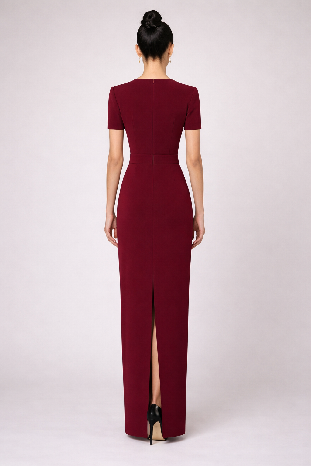 square neckline column dress with embellished shoulders – CRIMSON