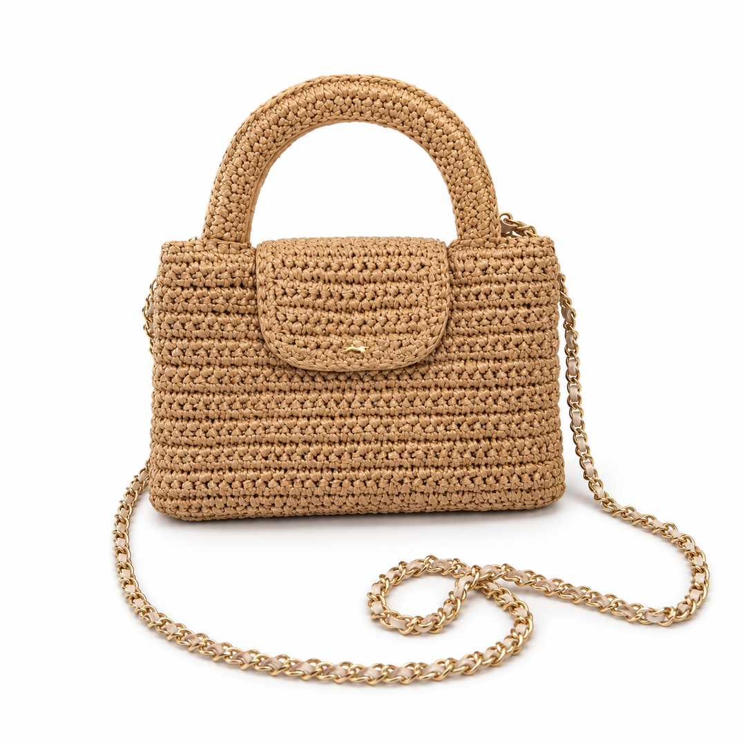 Woven Straw Mini Top Handle Bag – SAND