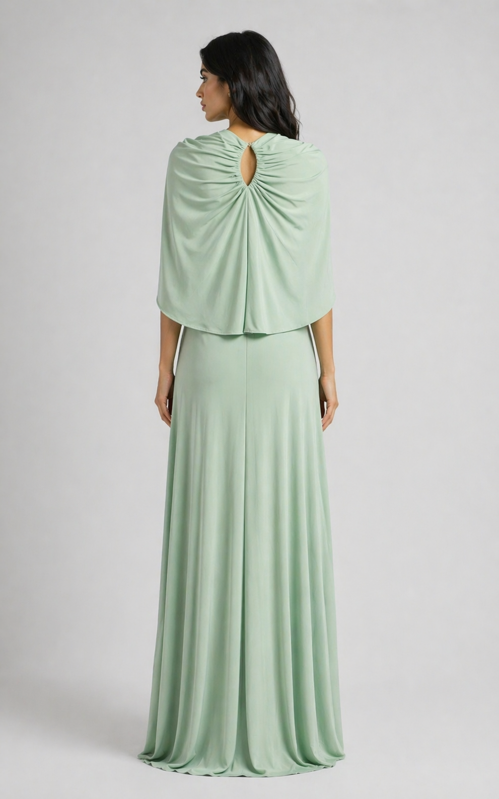 ruched column dress with cape overlay – CELESTE