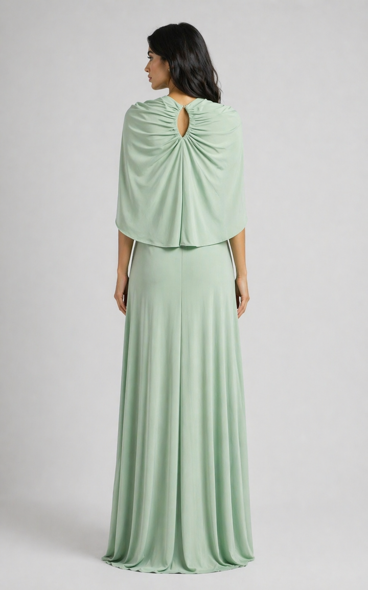 ruched column dress with cape overlay – CELESTE