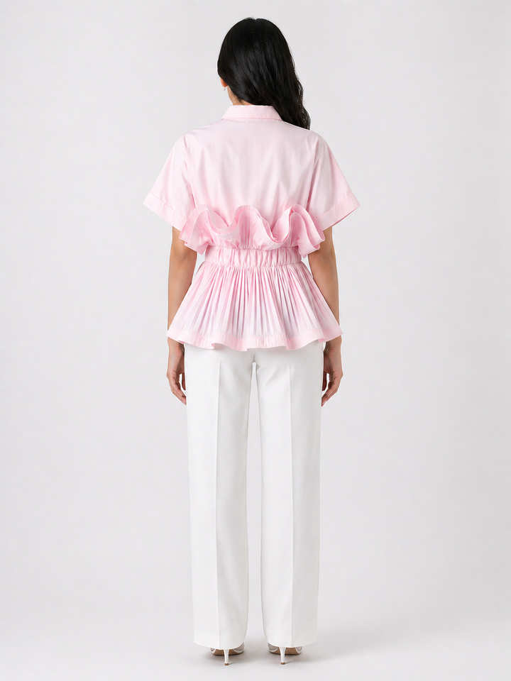 Blush Layered Ruffle Shirt – LUMINA
