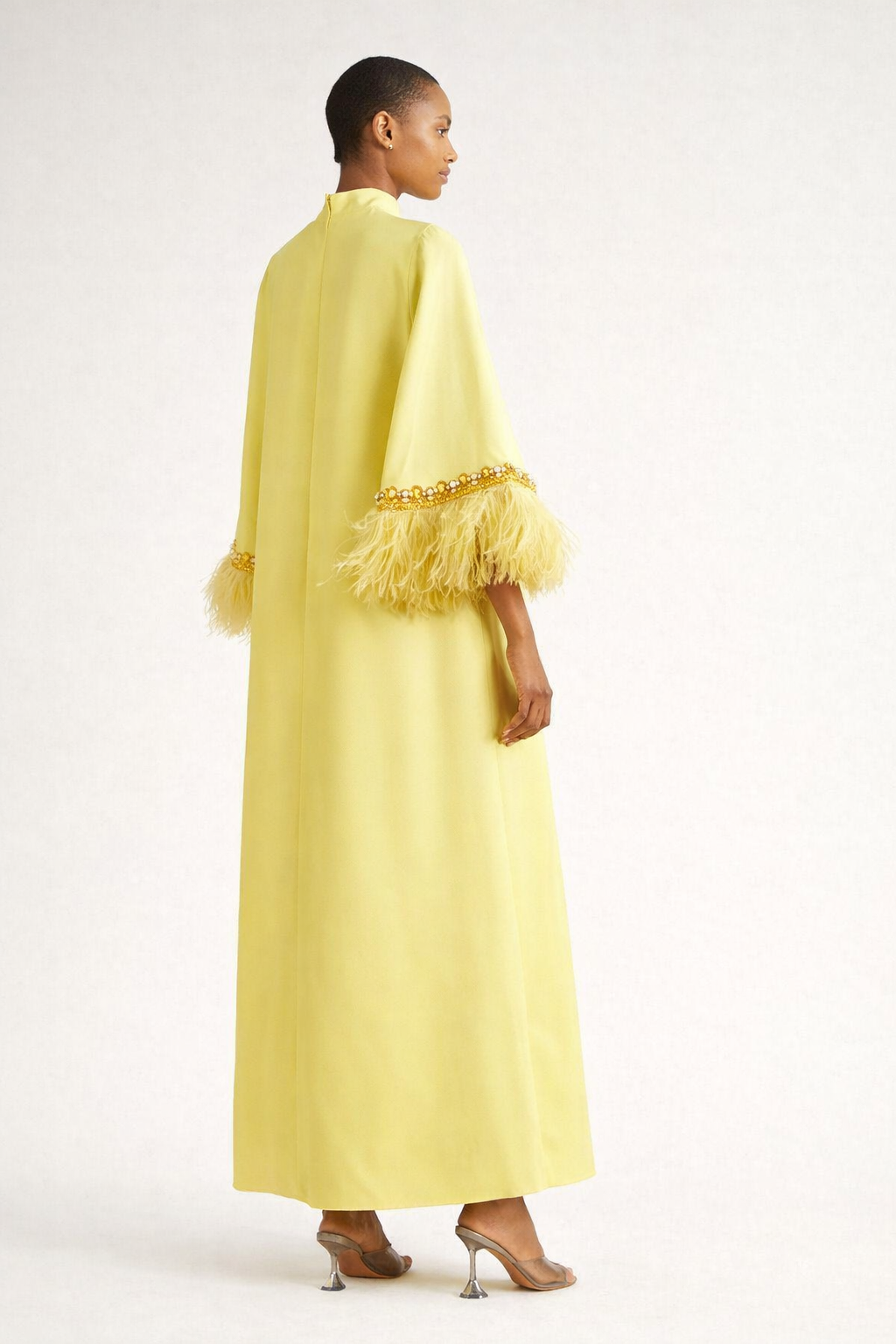 A-line gown with feathered cuffs – Rosien
