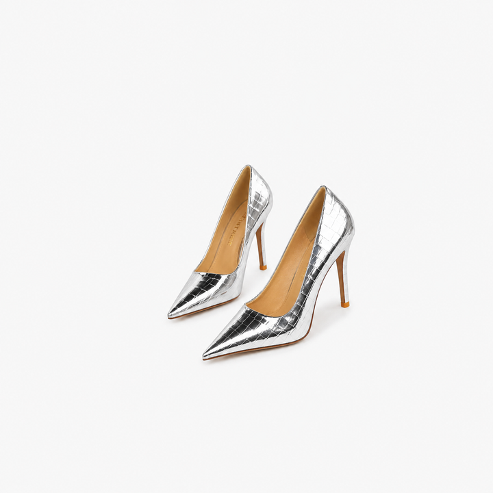 Metallic Croc Texture Stiletto Heels – ORLÉA