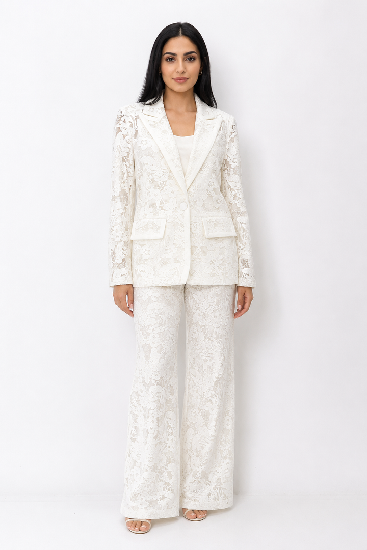 Ivory Lace Blazer & Pants Set – VALÉRIA
