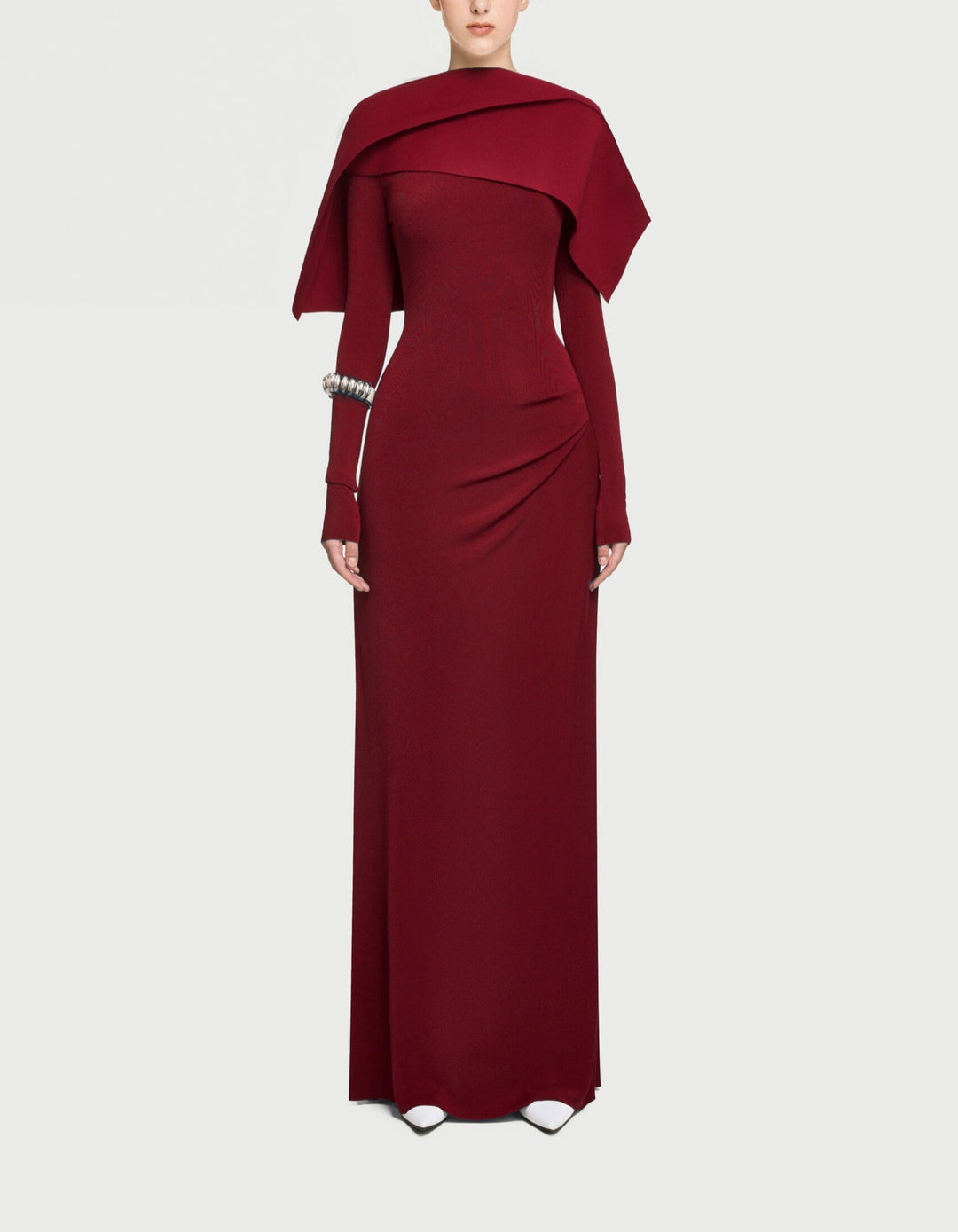 off-shoulder monochrome column gown – Sofaa