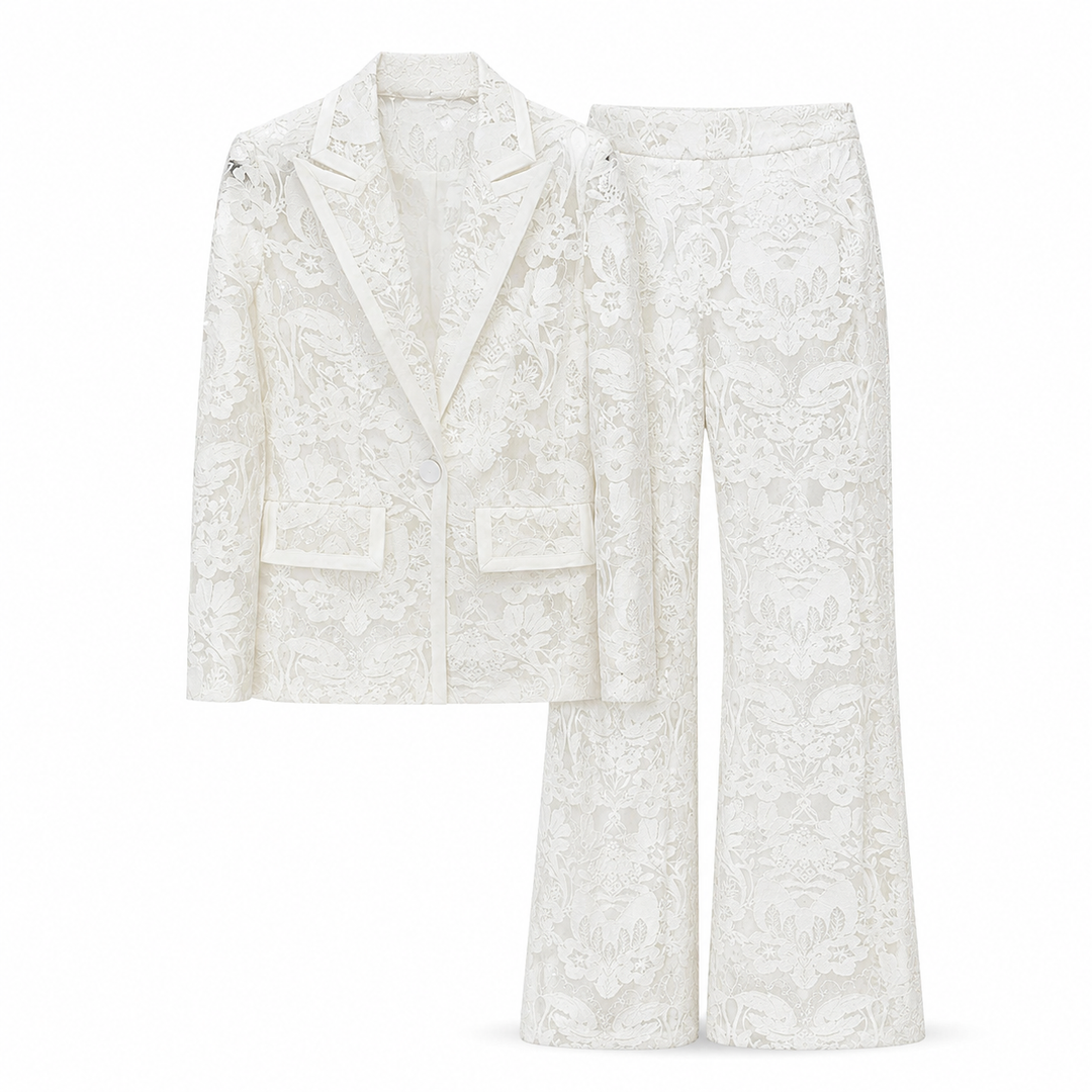 Ivory Lace Blazer & Pants Set – VALÉRIA