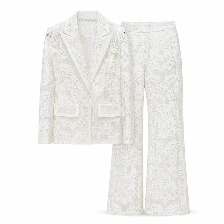 Ivory Lace Blazer & Pants Set – VALÉRIA