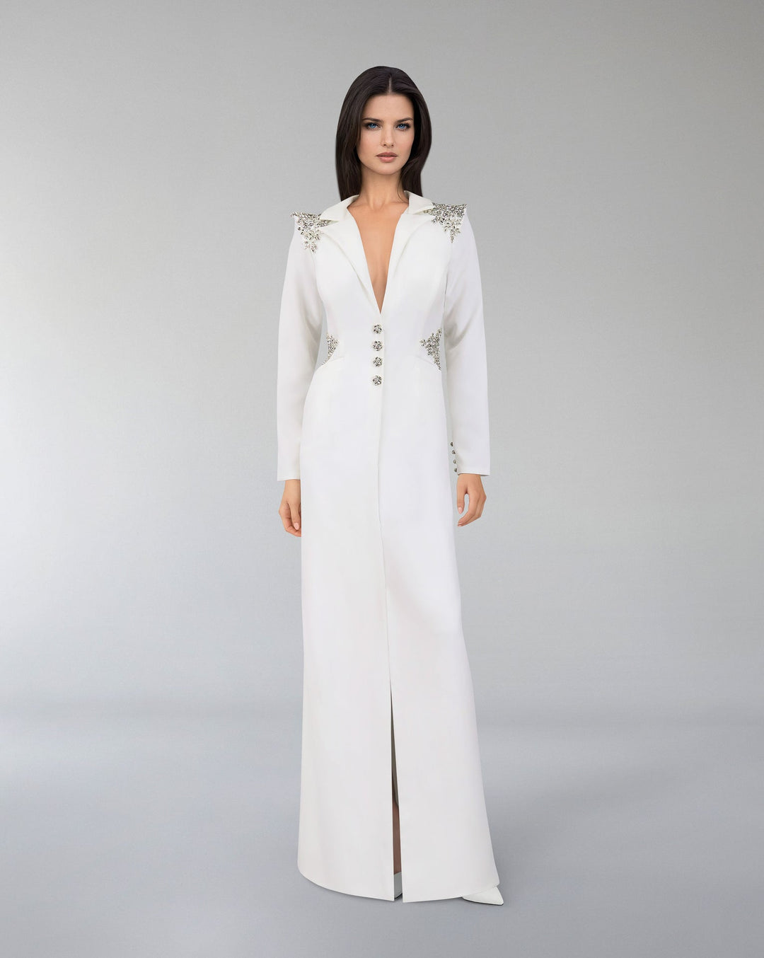 Beaded blazer dress with sharp shoulder-ODD-Sisley