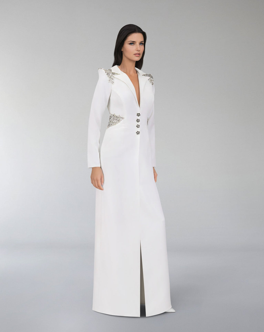 Beaded blazer dress with sharp shoulder-ODD-Sisley