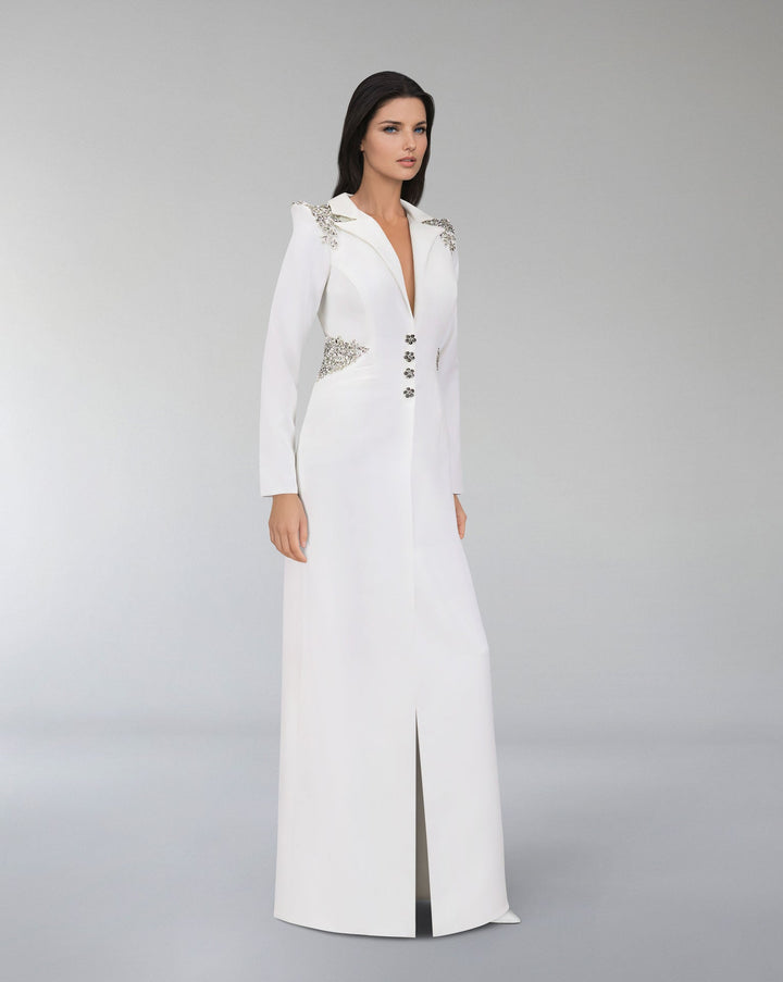 Beaded blazer dress with sharp shoulder-ODD-Sisley