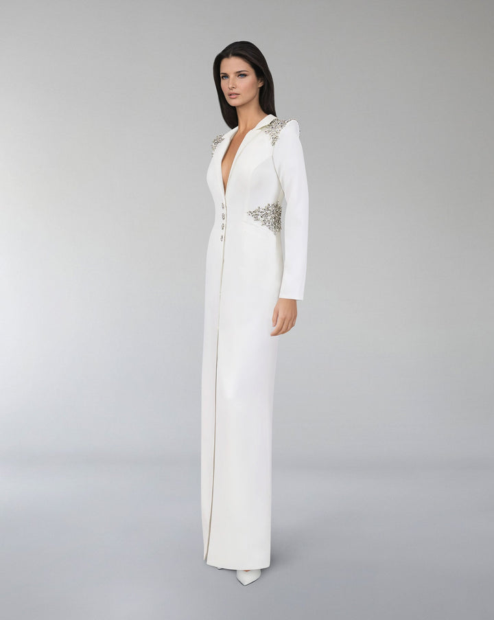 Beaded blazer dress with sharp shoulder-ODD-Sisley