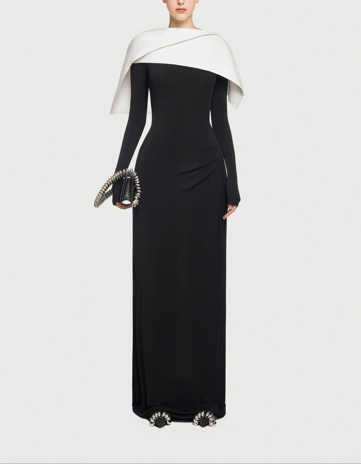 off-shoulder monochrome column gown – Sofaa