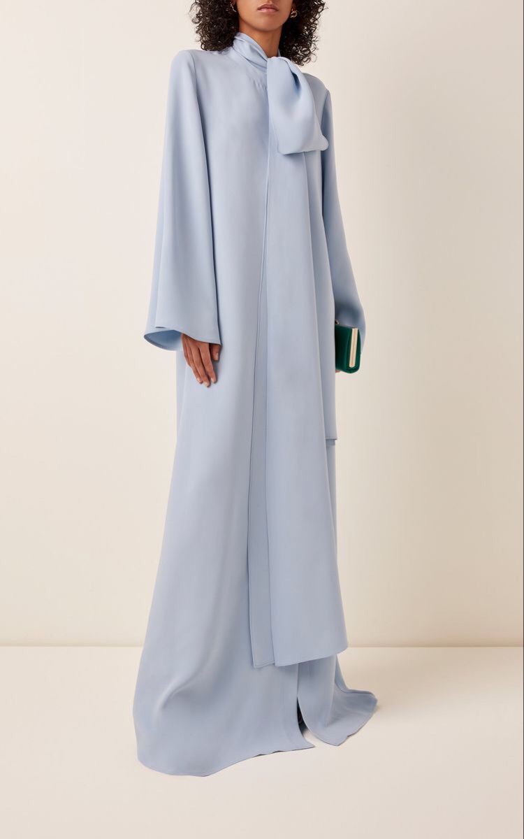 bow-neck draped gown with side slit – ODD- REZIIN