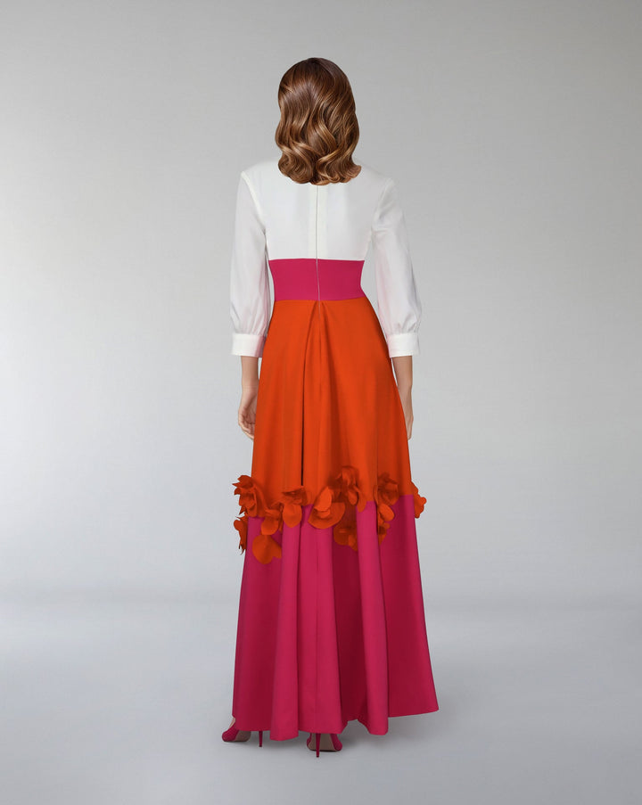Multicolour flowered dress with waistband - ODD- ROXIL