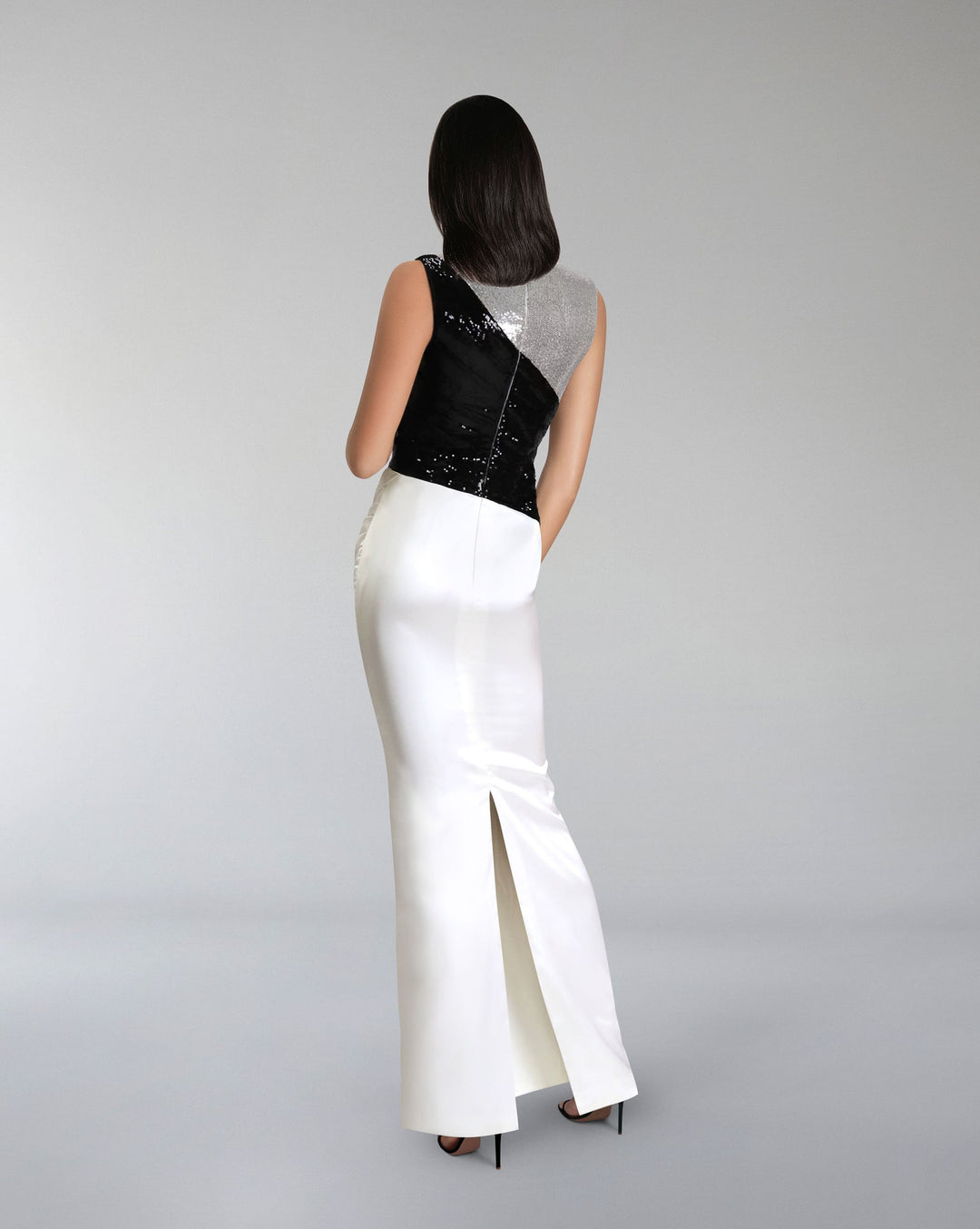 ODD-Sequined dress with overlapped skirt-Gogen