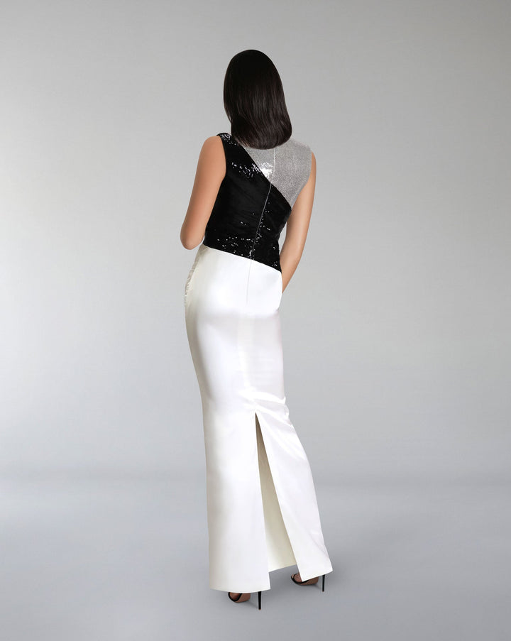 ODD-Sequined dress with overlapped skirt-Gogen