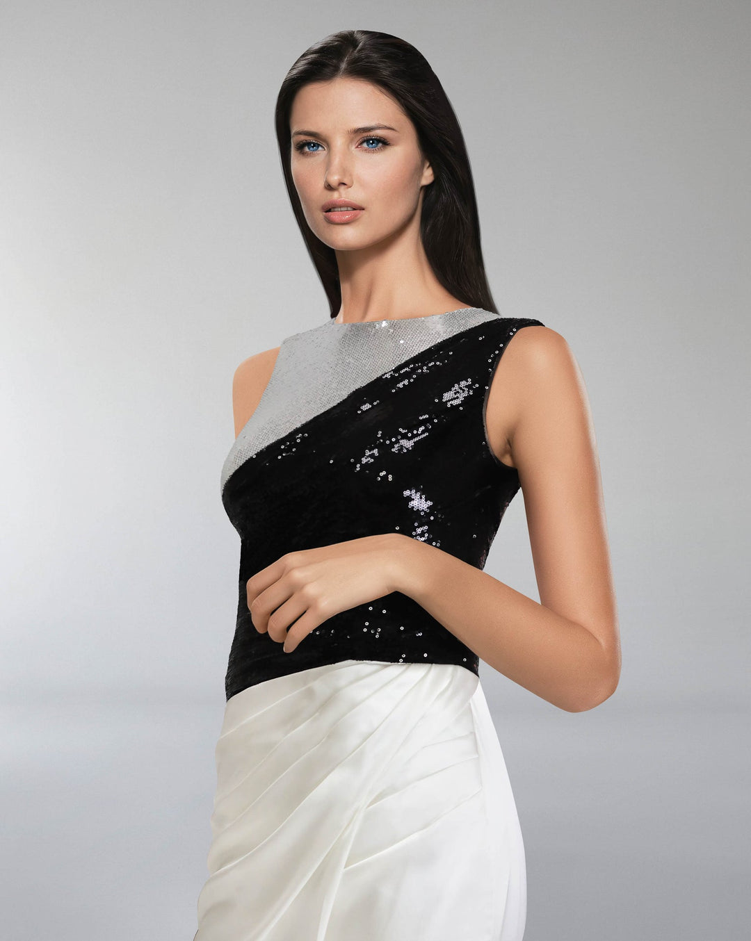 ODD-Sequined dress with overlapped skirt-Gogen