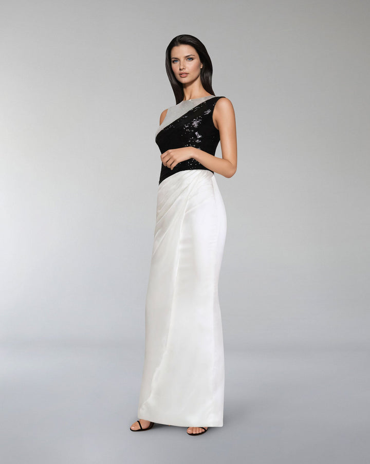 ODD-Sequined dress with overlapped skirt-Gogen