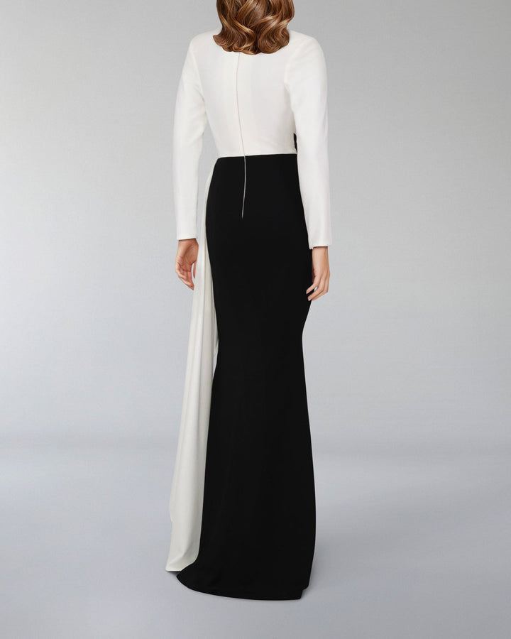 Draped V-neckline dress with ruffle-ODD-Juliah