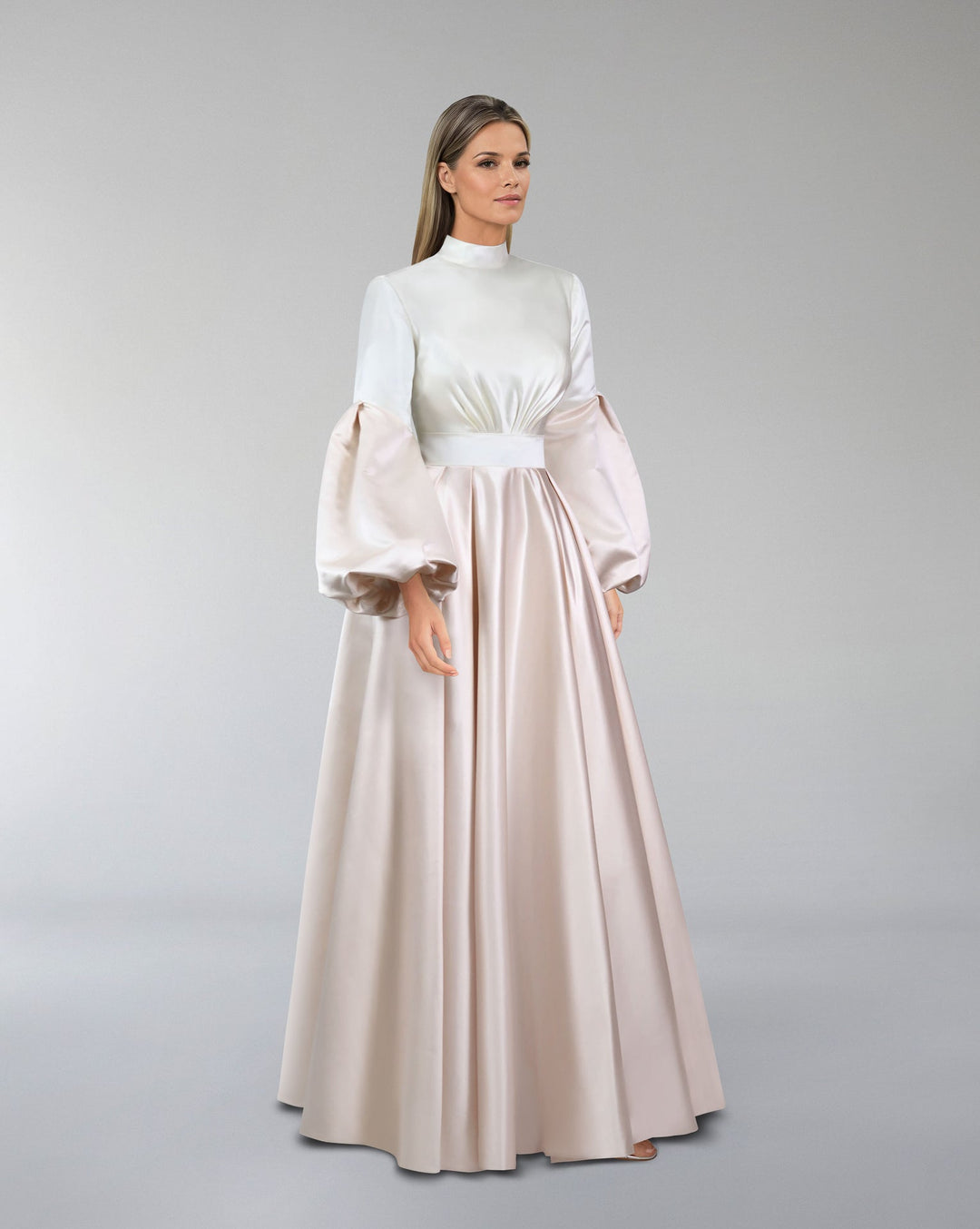 ODD-Puffed sleeves dress with maxi skirt
