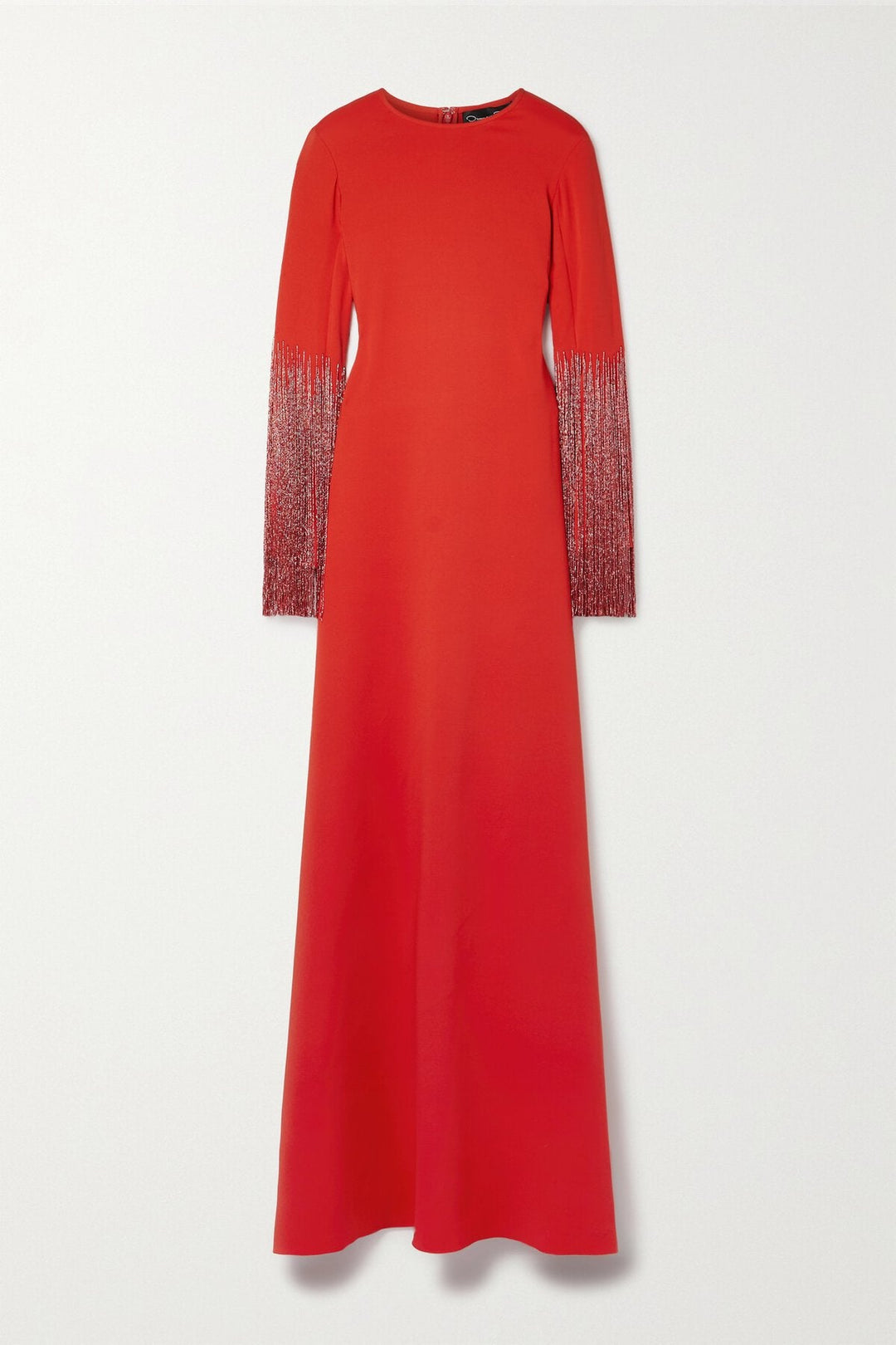 Beaded fringe-sleeve gown with side slit – Lorma