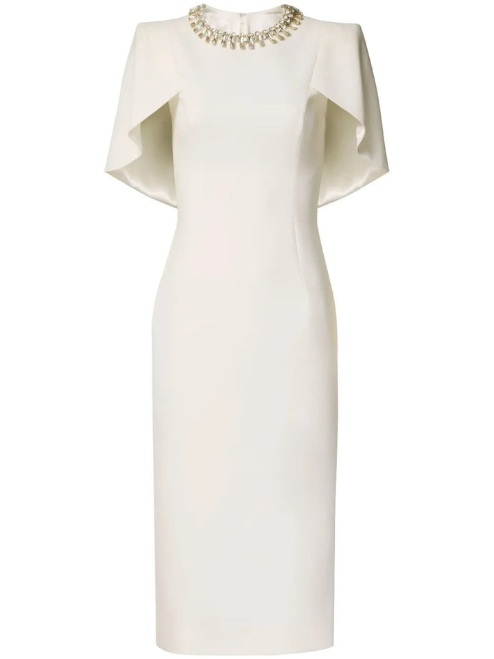 embellished neckline sheath dress with flutter sleeves – ODD- FEDAH