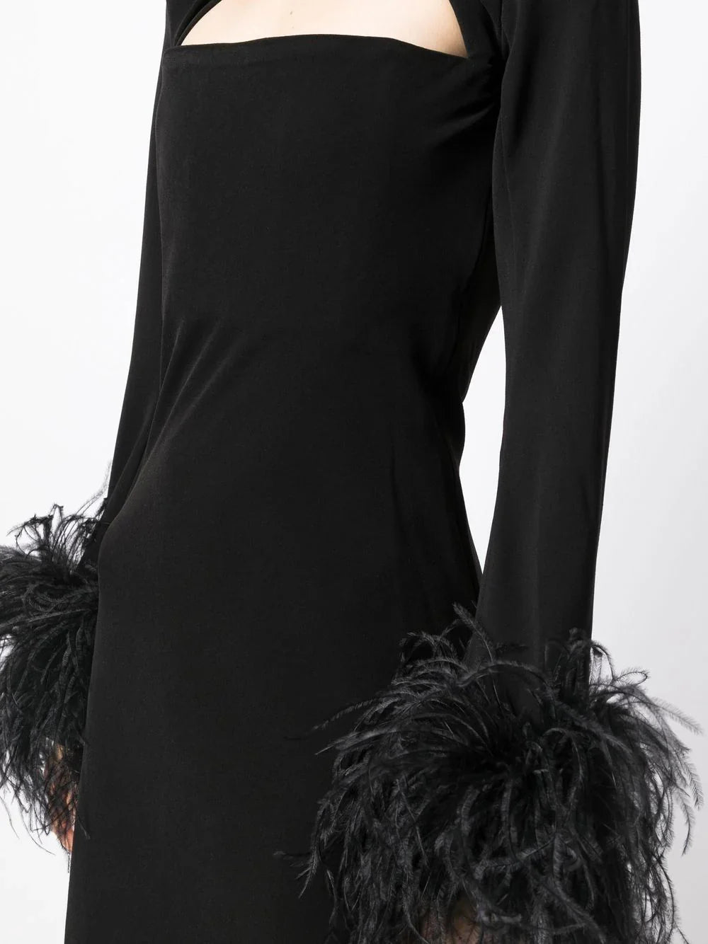 Cutout midi dress with feathered cuffs – Rovin-1