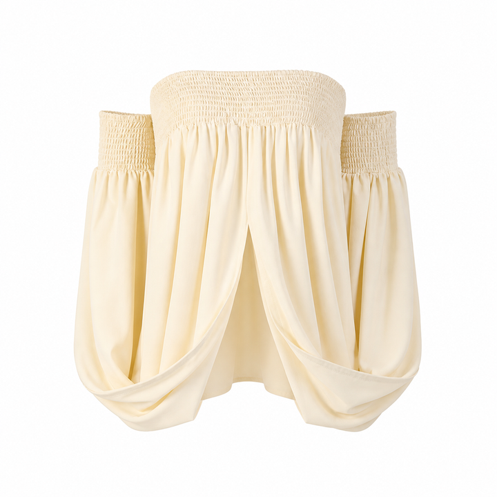 Buttercream Off-Shoulder Draped Blouse – ÉLARA