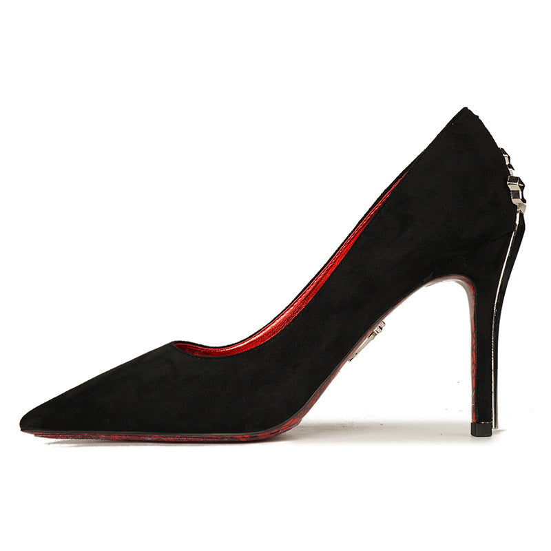 Suede Pointed Toe Stiletto Heels – FLAME