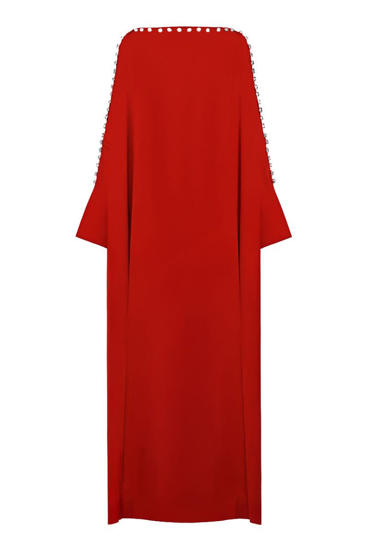 crystal-trimmed kaftan gown with flared sleeves –RAYYN-1