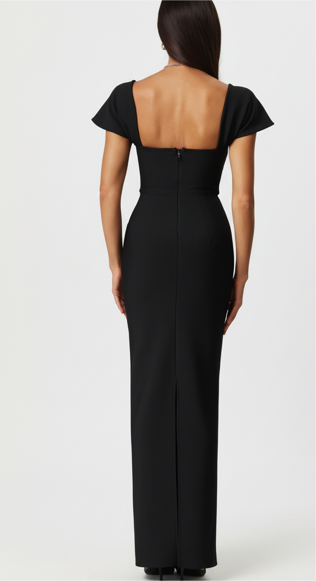 off-shoulder column dress with crystal neckline – ODD- AZURE