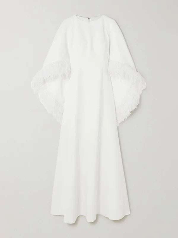 feather-cuff flared gown – Zerien-1