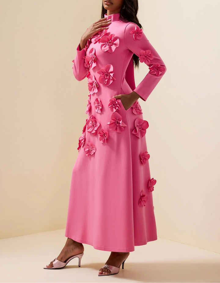 Long-sleeved mermaid dress with side pleats - Seran