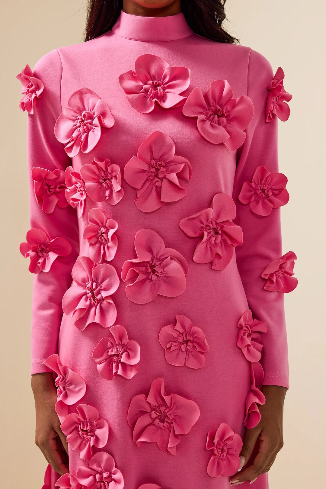 Long-sleeved mermaid dress with side pleats - Seran