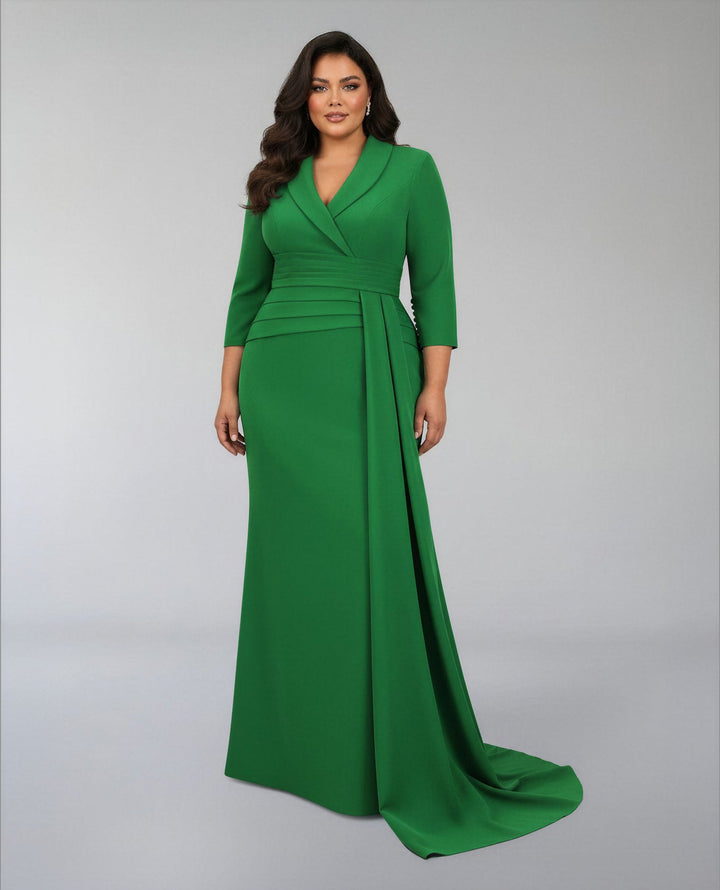 Tailored Blazer dress with pleated waistband and train - OLENO-1