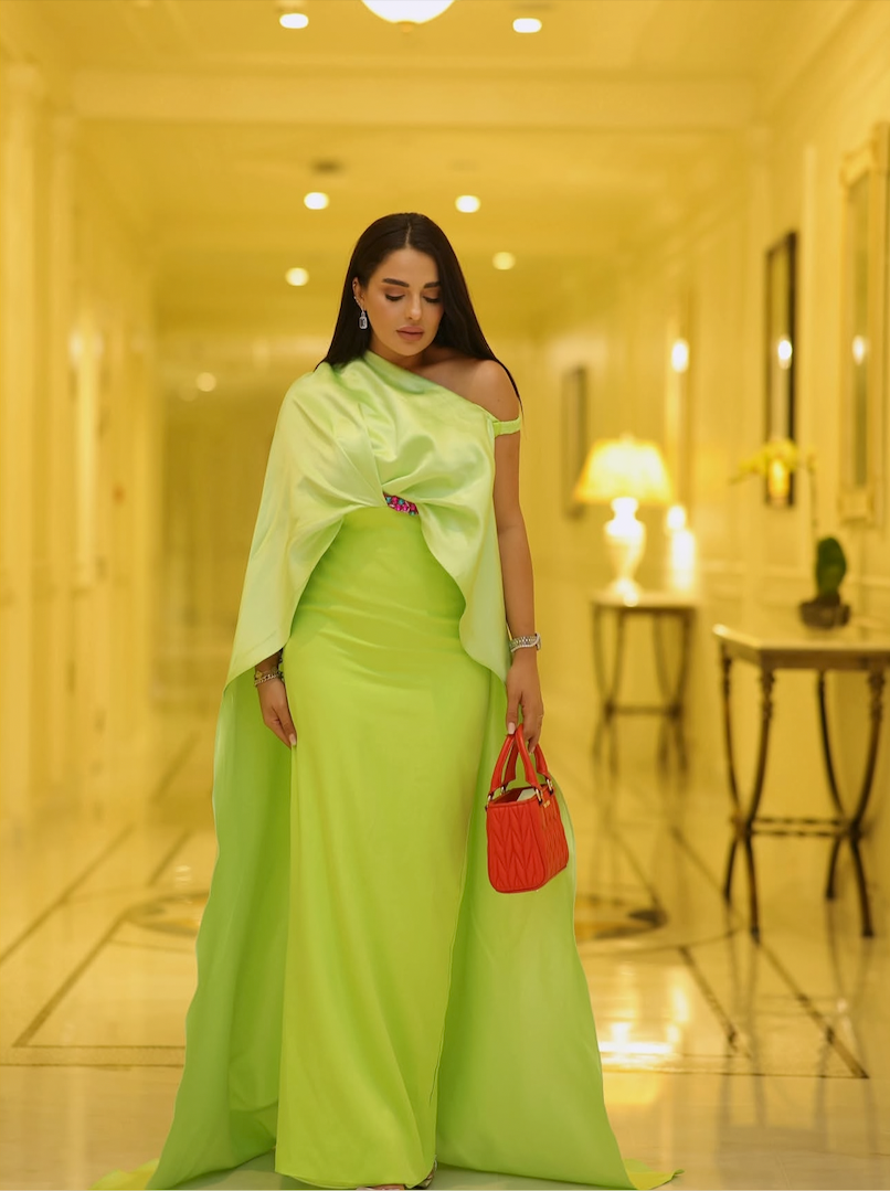 One-shoulder column dress with draped cape - Sarah-1