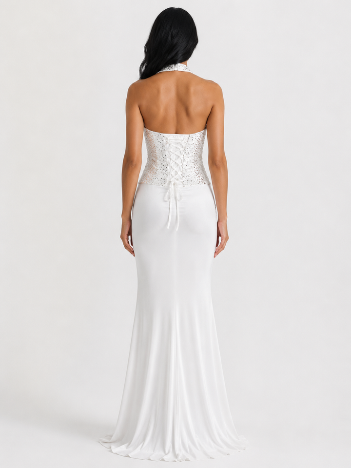 Sequin Halter Mermaid Evening Gown - Radiance