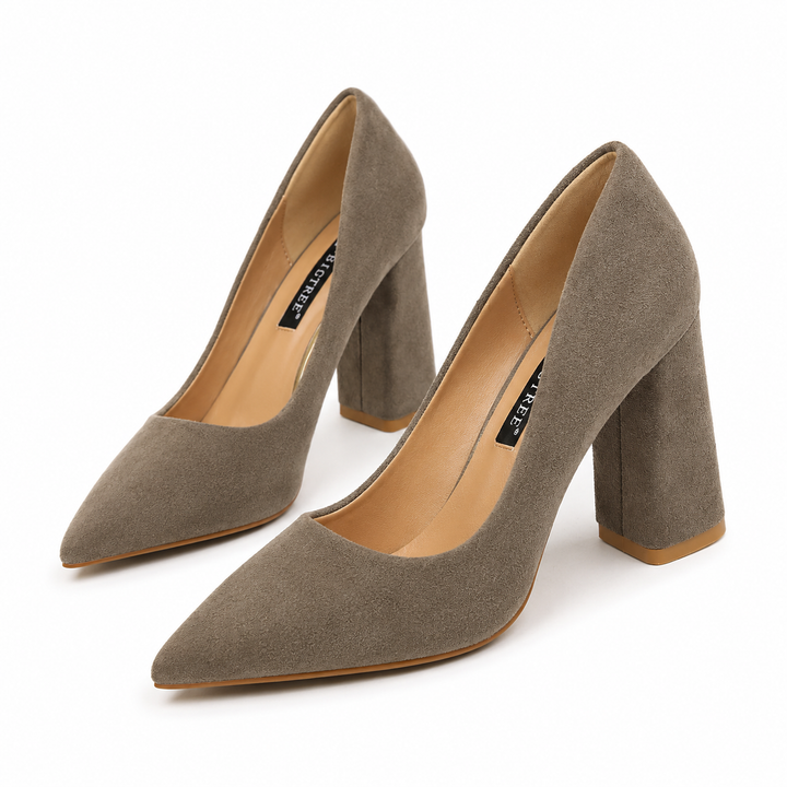 Minimalist Suede Block Heel Pumps – IVORÉS