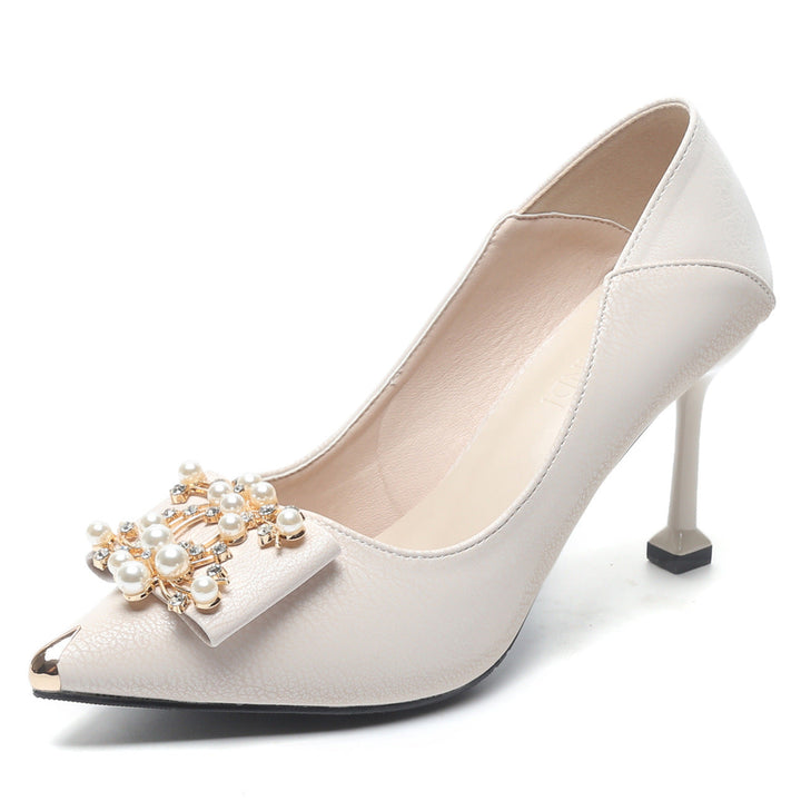 Pearl Embellished Pointed Heels - Luxury