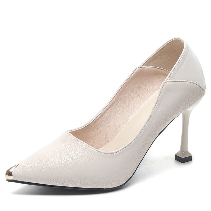 Pearl White Pointed Toe Stiletto Heels - Elegance