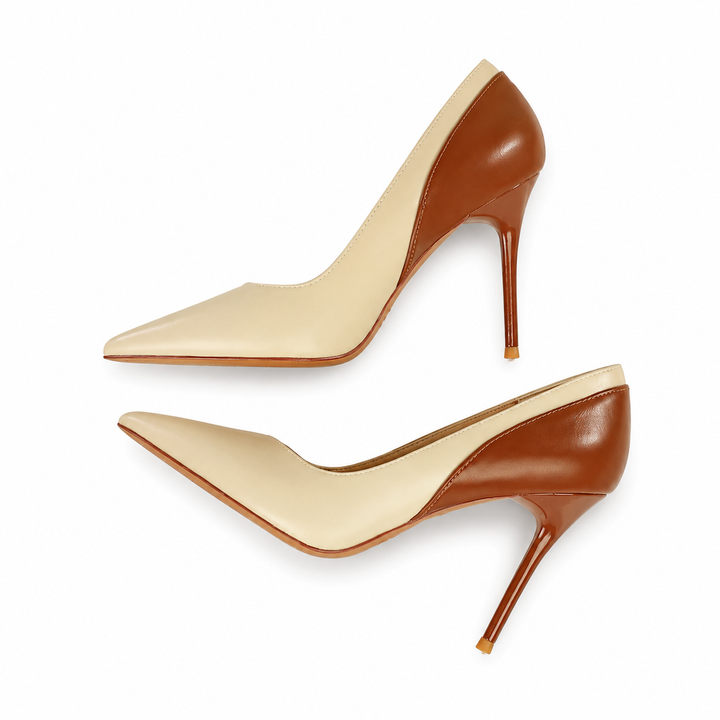 Ivory & Caramel Pointed Stiletto Heels – LUXÉVA