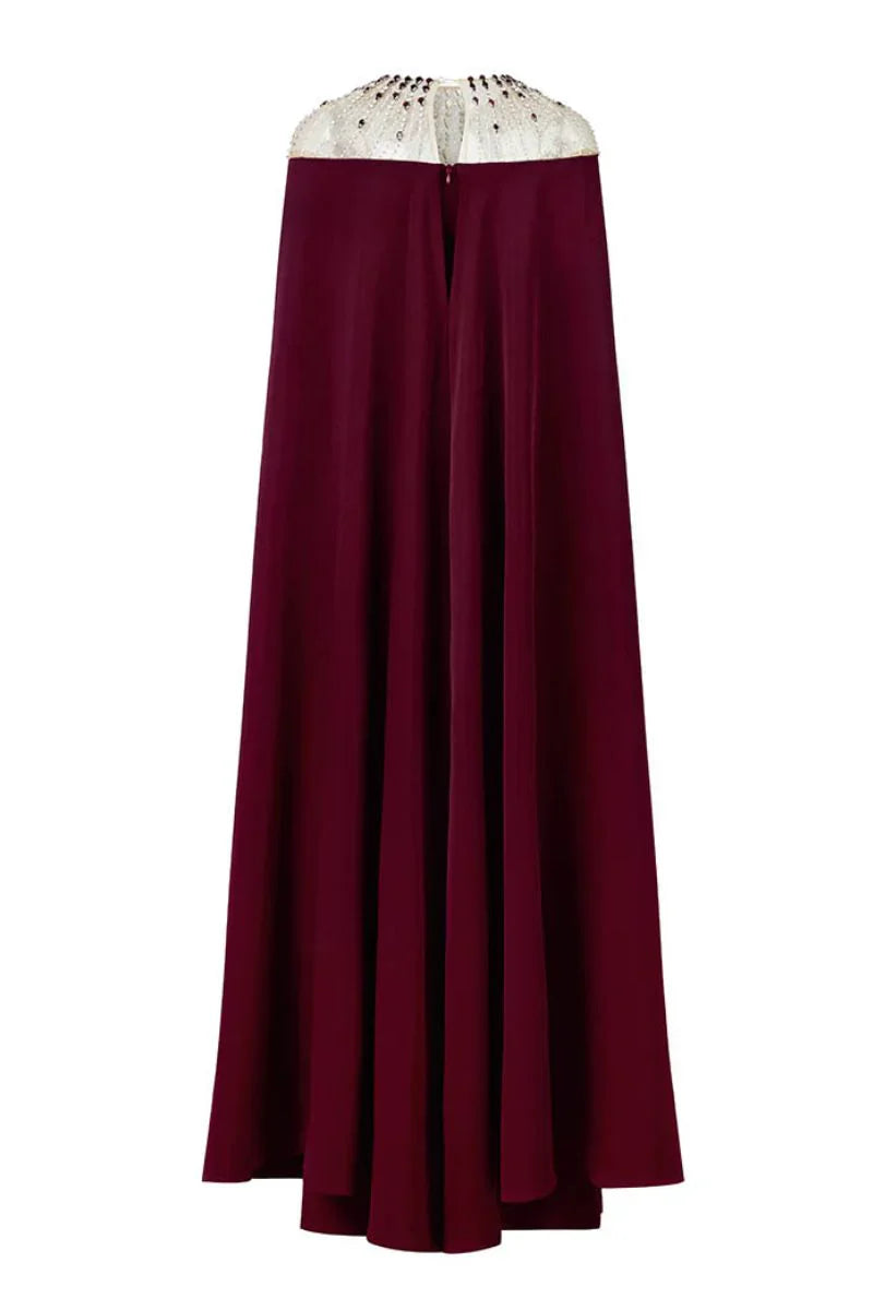 embellished cape gown with crystal neckline – ROYALE