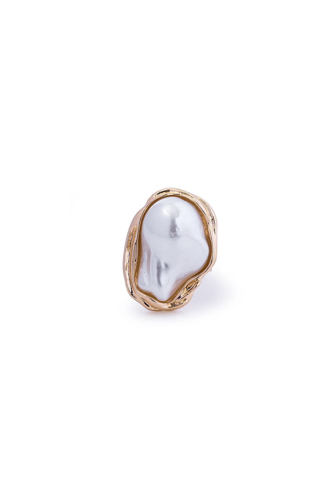 Metal Wrinkled Pearl Rings
