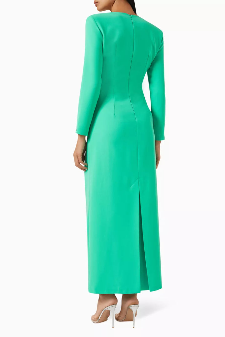 embellished twist-front gown with long sleeves – Sofee