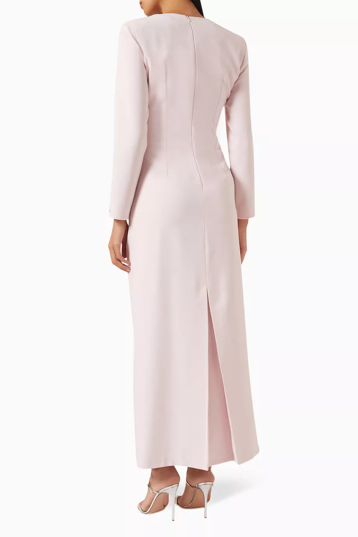 embellished twist-front gown with long sleeves – Sofee